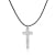 Mens Engraved Silver Cross Leather Necklace Under The Rose