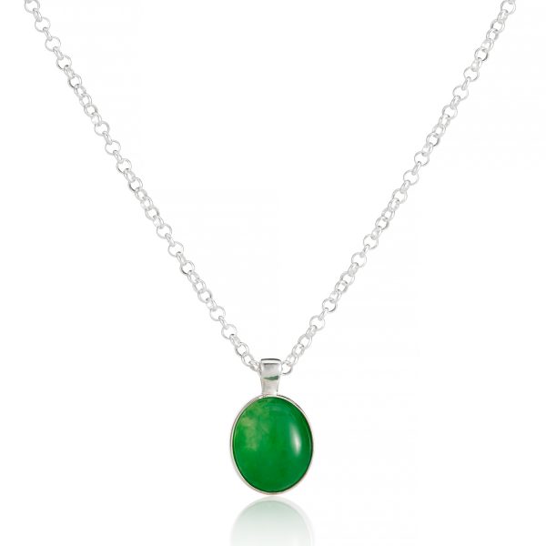 Silver jade store necklace